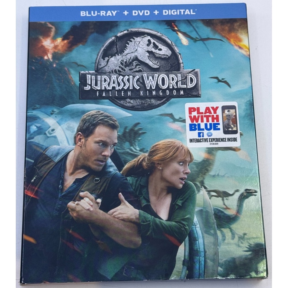 Jurassic World Fallen Kingdom Blu-ray DVD Digital Movie with‎ Slipcover